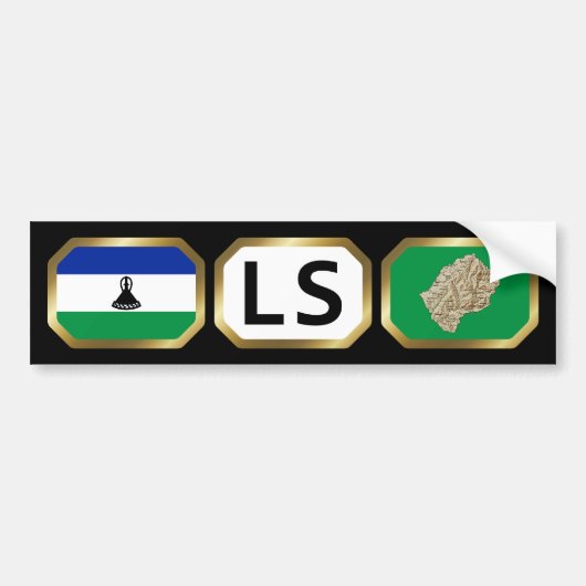 Voiture Autocollant de drapeau de carte du Lesotho Code B (Devant)
