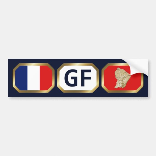 Voiture Autocollant de drapeau de Guyane avec carte et cod (Devant)