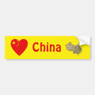 Voiture Autocollant de drapeau de la Chine en forme de cœu