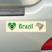 Voiture Autocollant de drapeau du Brésil en forme de cœur (En voiture)
