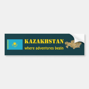 Voiture Autocollant de drapeau et de carte du Kazakhstan