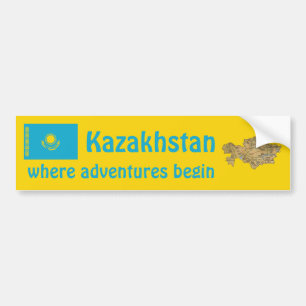 Voiture Autocollant de drapeau et de carte du Kazakhstan