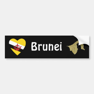 Voiture Autocollant de forme drapeau du Brunei et carte