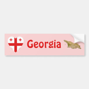 Voiture Autocollant de Georgia Drapeau Cœur + Carte
