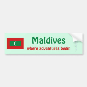 Voiture Autocollant de Maldives Drapeau + Carte
