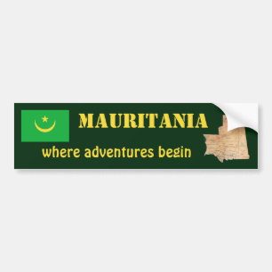 Voiture Autocollant de Mauritanie Drapeau + Carte
