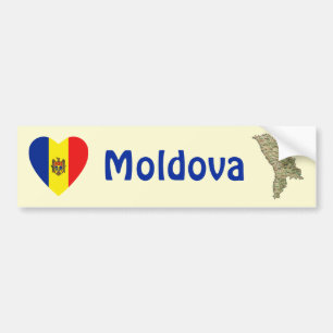 Voiture Autocollant de Moldova Drapeau Cœur + Carte