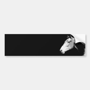 Voiture Autocollant de pare-chocs de cheval noir et blanc