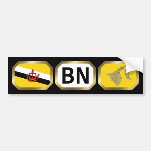 Voiture Autocollant de pare-chocs Drapeau Carte Code Brune (Devant)