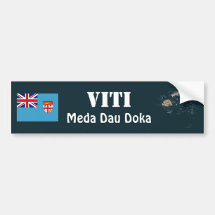 Voiture Autocollant de pare-chocs Drapeau + Carte des Fidj
