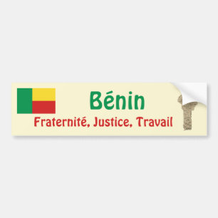 Voiture Autocollant de pare-chocs Drapeau + Carte du Bénin