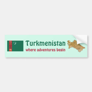 Voiture Autocollant de pare-chocs Drapeau + Carte du Turkm