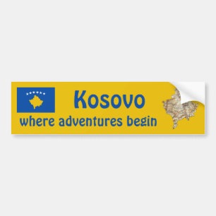 Voiture Autocollant de pare-chocs Drapeau Kosovo + Carte