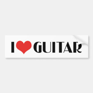 Voiture Autocollant de pare-chocs J'adore Guitare