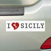 Voiture Autocollant de pare-chocs J'aime la Sicile (En voiture)