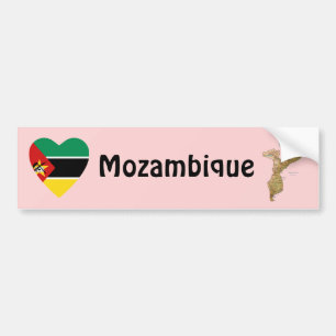 Voiture Autocollant de pare-chocs Mozambique Drapeau Cœur