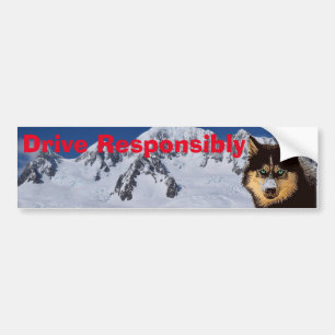 Voiture Autocollant de pare-chocs Sibérien Husky