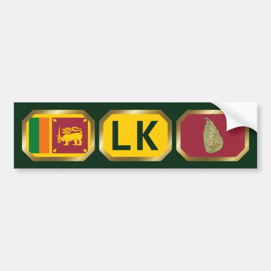 Voiture Autocollant de Sri Lanka Drapeau Carte Code (Devant)