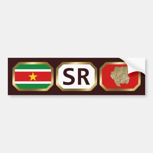 Voiture Autocollant de Suriname Drapeau Carte Code (Devant)