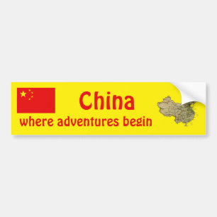 Voiture Autocollant Drapeau + Carte de Chine