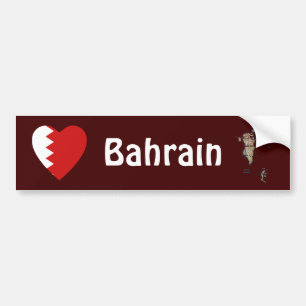 Voiture Autocollant drapeau cœur + carte de Bahreïn