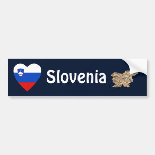 Voiture Autocollant drapeau cœur + carte de Slovénie