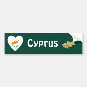 Voiture Autocollant Drapeau en forme de coeur de Chypre +