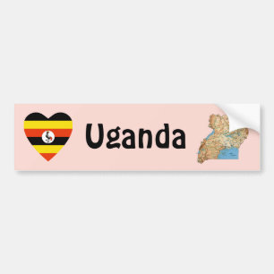 Voiture Autocollant pare-chocs Drapeau Ouganda en forme de