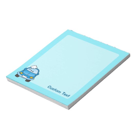 Voiture bleue avec bloc-notes bulles (Tourné)