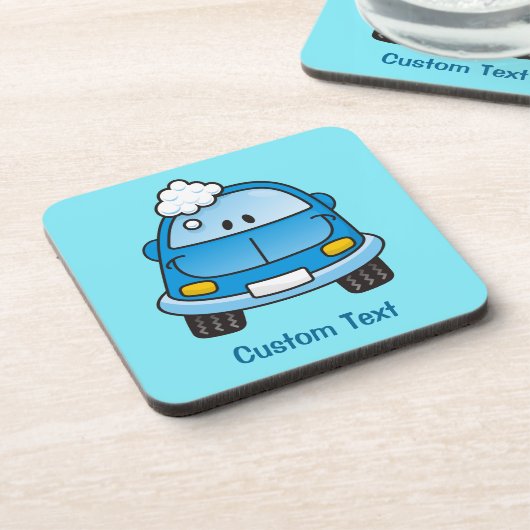 Voiture bleue avec bulles boisson dessous de verre (Côté gauche)