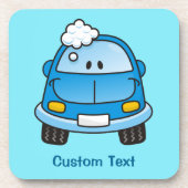 Voiture bleue avec bulles boisson dessous de verre (Devant)