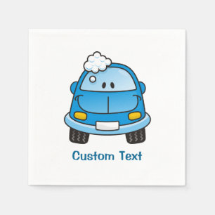 Voiture bleue avec bulles serviettes en papier