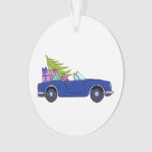 Voiture bleue avec cadeaux de Noël (devant)