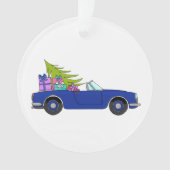 Voiture bleue avec cadeaux de Noël (devant)