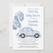 Voiture Bleue Cute En Baby shower Invitation (Devant)