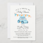 Voiture Bleue Par Baby shower Invitation Boy (Devant)