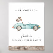 Voiture Blue Race Anniversaire Bienvenue Poster (Devant)