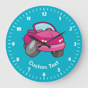 Voiture Carton Rose Grande Horloge