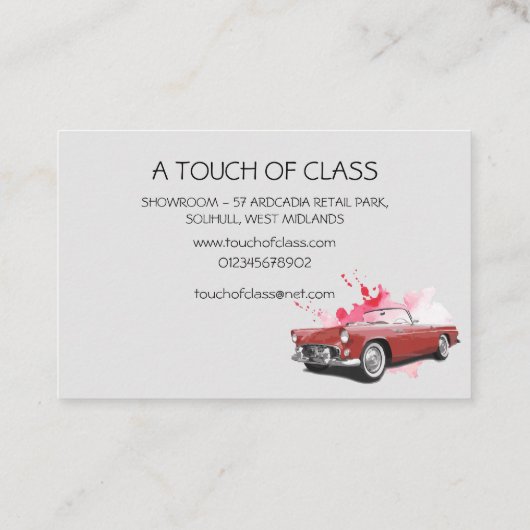 Voiture classique - Carte de visite double face (Dos)