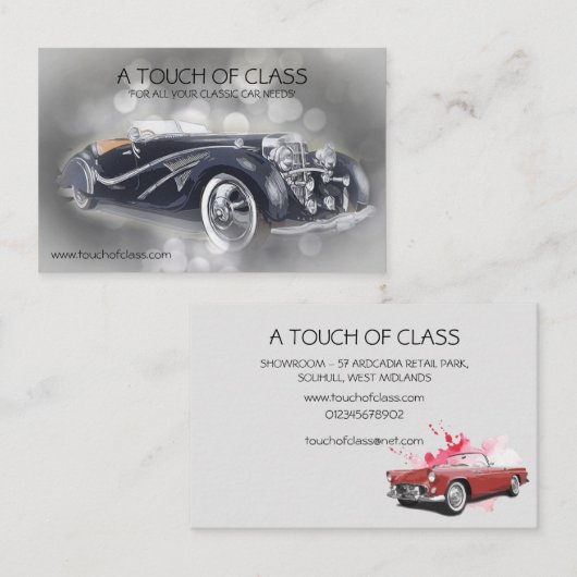 Voiture classique - Carte de visite double face (Devant / Derrière)