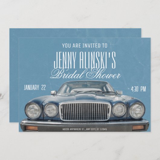 Voiture classique douche nuptiale Invitation (Devant / Derrière)