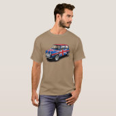 Voiture classique d'Union Jack mini sur le T-shirt (Devant entier)