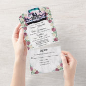 voiture classique rose tout en un faire-part de ma (Déchirure)