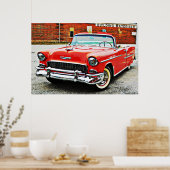 Voiture classique Rouge Bel Air Poster Style Art (Cuisine)