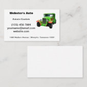 Voiture classique verte avec Carte de visite Flame (Devant / Derrière)