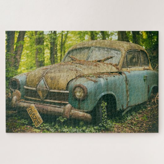voiture dans le puzzle des bois (Horizontal)