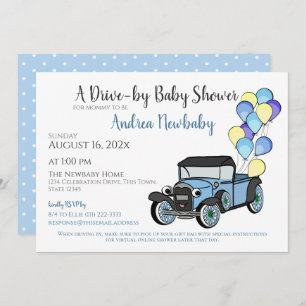 Voiture De Camion Antique Sur Invitation Baby show