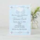 Voiture de Cendrillon Baby Shower Invitation Bleu (Debout devant)