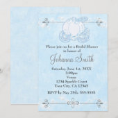 Voiture de Cendrillon Baby Shower Invitation Bleu (Devant / Derrière)