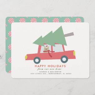 Voiture de chat Noël Arbre vacances Faire-part de 